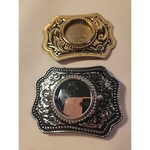 2 Western Americana Belt Buckles for Silver Dollar or 39mm Stone Cowboy